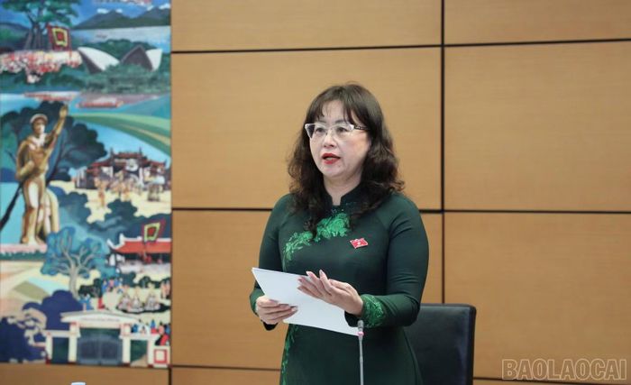 Đồng chí Giàng Thị Dung - Phó Bí thư Tỉnh ủy, Trưởng Đoàn đại biểu Quốc hội tỉnh Lào Cai chủ trì thảo luận tổ.