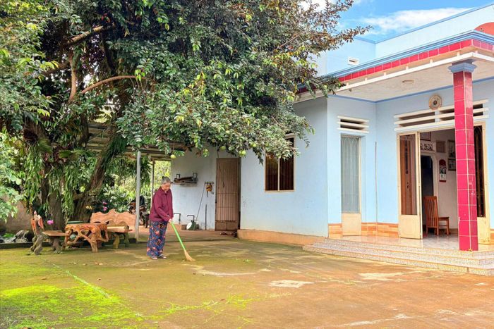 Bà Hoàng Thị Khương ở thôn Ba Đình, xã Nam Ban Lâm Hà vẫn giữ thói quen dậy sớm, dọn dẹp nhà cửa, chăm sóc gia đình