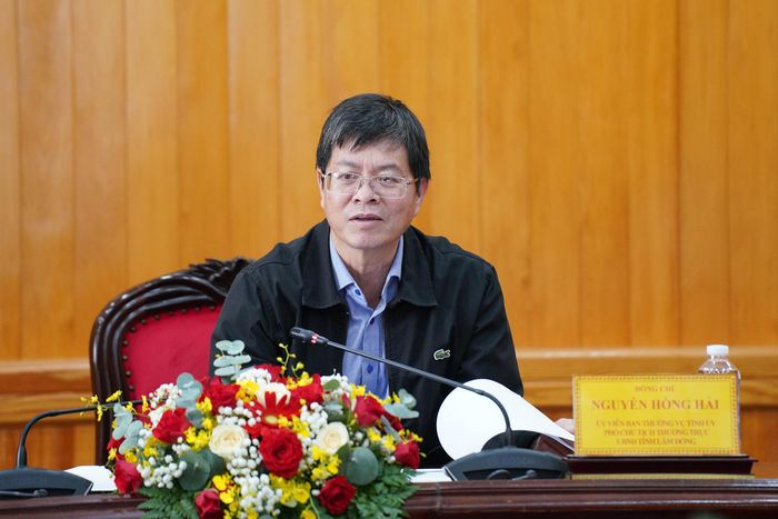Phó Chủ tịch Thường trực UBND tỉnh Nguyễn Hồng Hải phát biểu chỉ đạo tại buổi làm việc