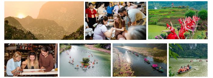 Không gian di sản thế giới Tràng An - Tam Cốc mở ra chuỗi trải nghiệm đa dạng từ chèo thuyền, tham quan làng nghề truyền thống.