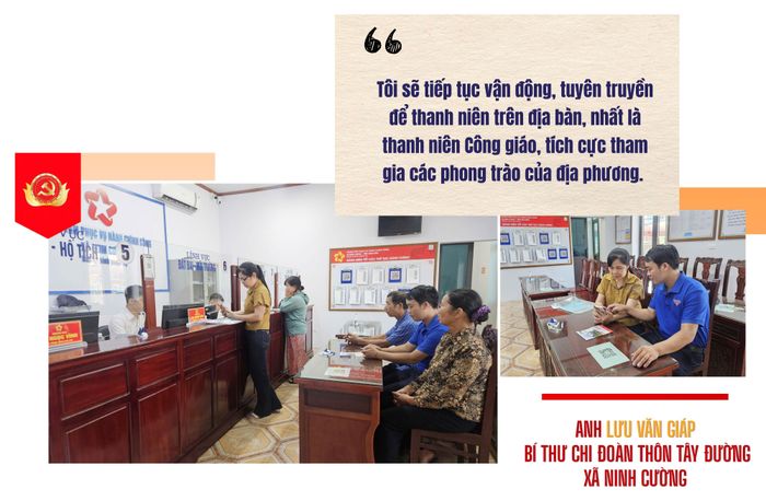 Anh Lưu Văn Giáp, Bí thư Chi đoàn thôn Tây Đường, xã Ninh Cường hướng dẫn công dân cài đặt ứng dụng NinhBinh-S.