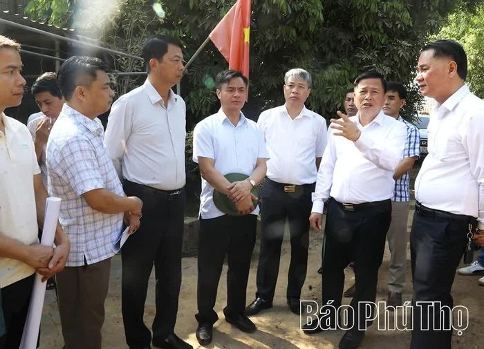 Phó Chủ tịch UBND tỉnh Đinh Công Sứ chỉ đạo tháo gỡ khó khăn tại Dự án cấp bách đê ngăn lũ chống ngập úng Pheo - Chẹ hạ du sông Đà.