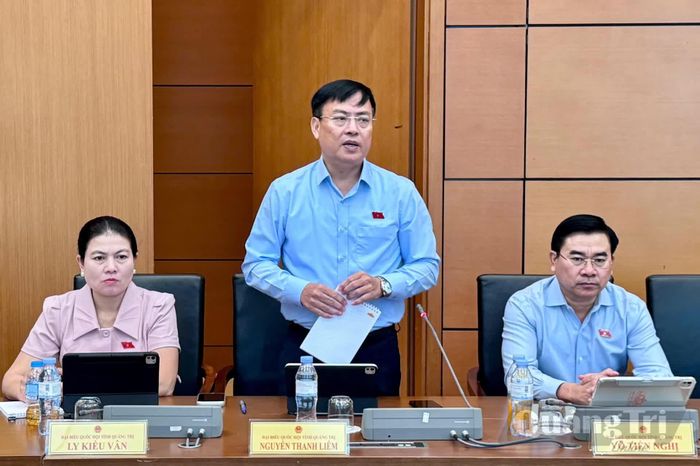 Đồng chí Nguyễn Thanh Liêm, Ủy viên Ban Thường vụ Tỉnh ủy, Giám đốc Công an tỉnh phát biểu tại phiên thảo luận - Ảnh: C.T.V