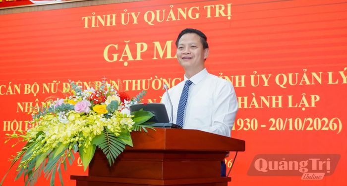Đồng chí Vương Quốc Tuấn, Bí thư Tỉnh ủy phát biểu tại buổi gặp mặt - Ảnh: N.H