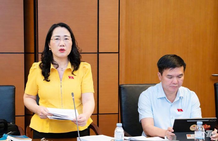 Đại biểu Nguyễn Thị Thủy (Đoàn ĐBQH tỉnh Thái Nguyên), Phó Chủ nhiệm Ủy ban Pháp luật và Tư pháp của Quốc hội, phát biểu.