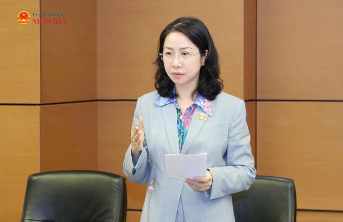 ĐBQH Phan Thị Thùy Linh (Thanh Hóa) phát biểu thảo luận tổ. Ảnh: An Nhiên