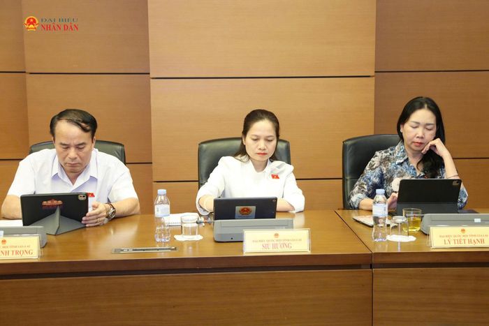 Các ĐBQH tỉnh Gia Lai tham dự thảo luận tổ. Ảnh: An Nhiên