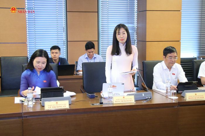 ĐBQH Hoàng Thị Thanh Thuý (Tây Ninh) phát biểu tại phiên thảo luận tổ. Ảnh: Đắc Trường
