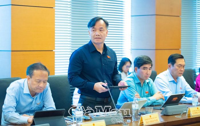 Đại biểu Trần Hoài Nam, Uỷ viên chuyên trách Uỷ ban Dân nguyện và Giám sát của Quốc hội, góp ý dự án Luật Luật sư (sửa đổi).