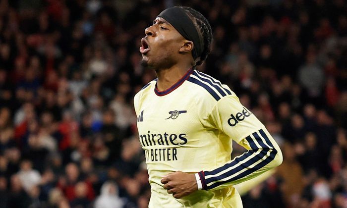 Madueke mang về 3 điểm cho Arsenal. (Ảnh: Reuters)