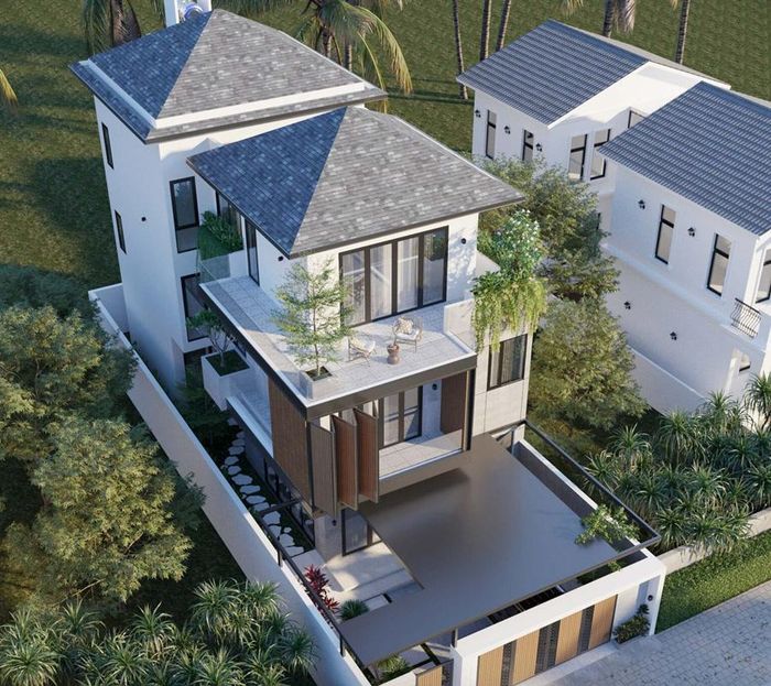 Cây xanh được bố trí ở nhiều vị trí giúp tăng giá trị cảnh quan cho ngôi nhà. (Ảnh: SBSHouse)