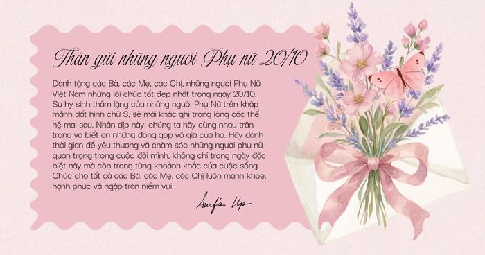 Một lời chúc chân thành nhân Ngày Phụ nữ Việt Nam 20/10 không chỉ mang niềm vui cho phái đẹp mà còn giúp gắn kết mọi mối quan hệ. (Ảnh: Canva)