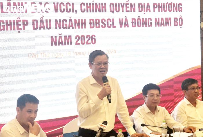 Chủ tịch UBND TP Cần Thơ Trương Cảnh Tuyên chia sẻ với hội nghị.