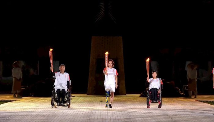 Ngọn lửa được thiết kế bùng lên dần bằng kỹ thuật gắn với nghề gốm truyền thống, biểu trưng cho ý chí, nghị lực và khát vọng vượt qua giới hạn của các vận động viên. Ảnh: BTC