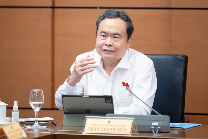 Chủ tịch Quốc hội Trần Thanh Mẫn phát biểu thảo luận tại tổ. Ảnh: media.quochoi.vn