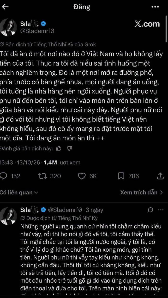 Trong lúc đi dạo, vị khách Tây bắt gặp một ngôi nhà có cửa mở ra đường, phía trước bày những chiếc bàn ghế nhựa quen thuộc nên liền ngồi xuống gọi món. Ảnh: X