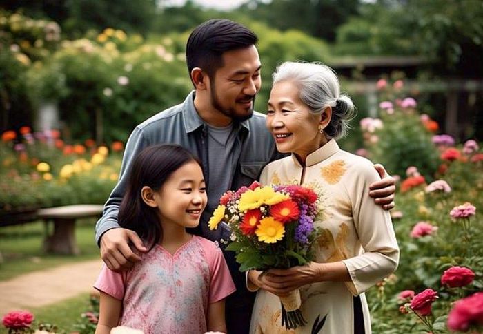 Lời chúc 20/10 chân thành càng có ý nghĩa khi Mẹ vẫn được các con quan tâm, hỏi han và gần gũi bằng tất cả lòng biết ơn. Ảnh internet