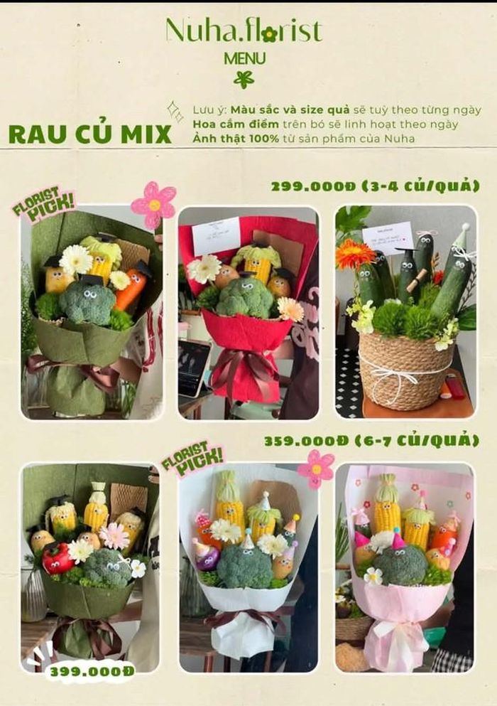 Những bó rau củ được ưa chuộng làm quà tặng trong dịp 20/10.
