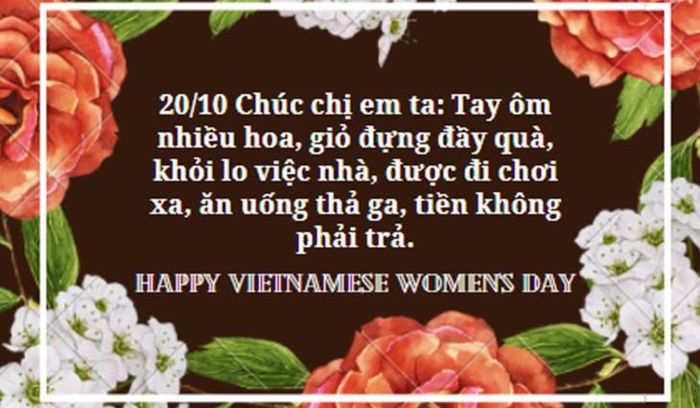 Lời chúc ngày 20/10 hài hước, độc đáo.