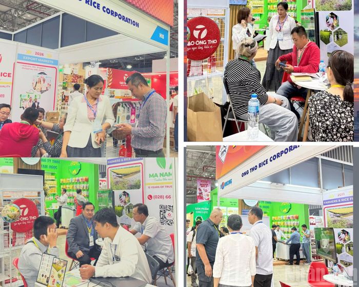 Gian hàng của Gạo Ông Thọ tại Triển lãm kết nối chuỗi cung ứng hàng hóa quốc tế 2026 (Viet Nam Sourcing Expo 2026) diễn ra từ 3-5/9/2026.