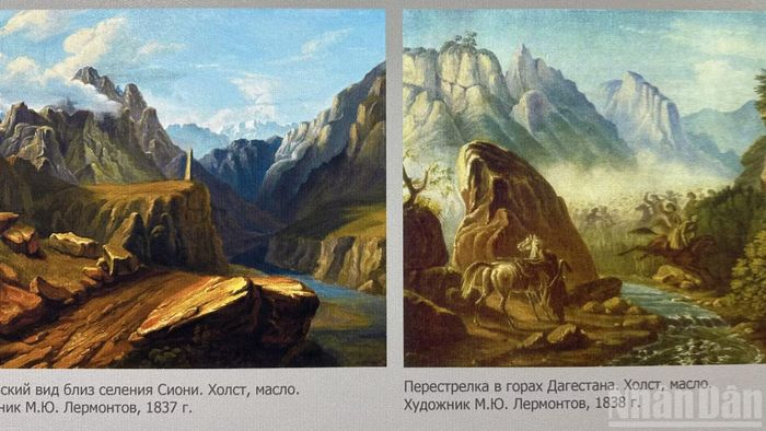 Hình ảnh các bức tranh về Kavkaz của Lermontov. (Ảnh: THÙY VÂN)