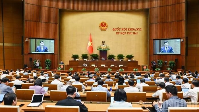Quốc hội làm việc tại hội trường. (Ảnh: DUY LINH)