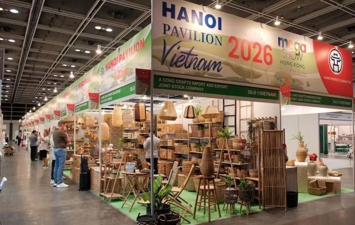 Khu gian hàng của thành phố Hà Nội tại hội chợ Mega Show Part I 2026. (Ảnh: NT)