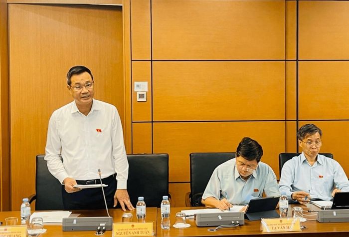 Bí thư Thành ủy, Trưởng đoàn Đại biểu Quốc hội thành phố Đà Nẵng Lê Ngọc Quang phát biểu thảo luận tại tổ.