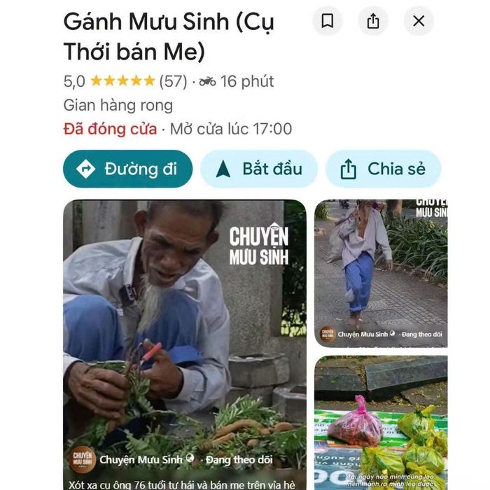 Các địa điểm mưu sinh của các cụ được đánh dấu (ảnh chụp màn hình).