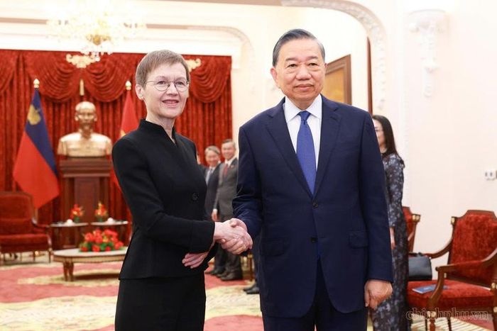 Tổng Bí thư, Chủ tịch nước Tô Lâm tiếp Thủ tướng Liechtenstein Brigitte Haas. Ảnh: VGP