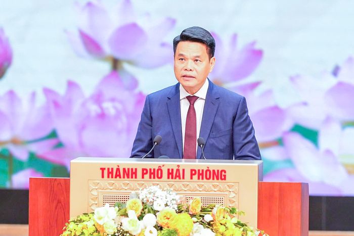  Đồng chí Lê Ngọc Châu, Bí thư Thành ủy Hải Phòng phát biểu tại buổi lễ. Ảnh: ĐÀM THANH 