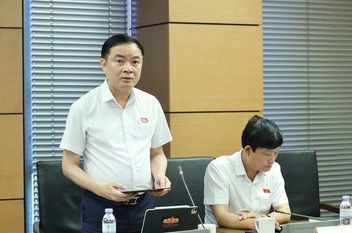 ĐB Lê Ngọc Sơn, Chủ tịch Hội đồng thành viên Petrovietnam, phát biểu trong phiên thảo luận tổ. Ảnh: QUANG PHÚC
