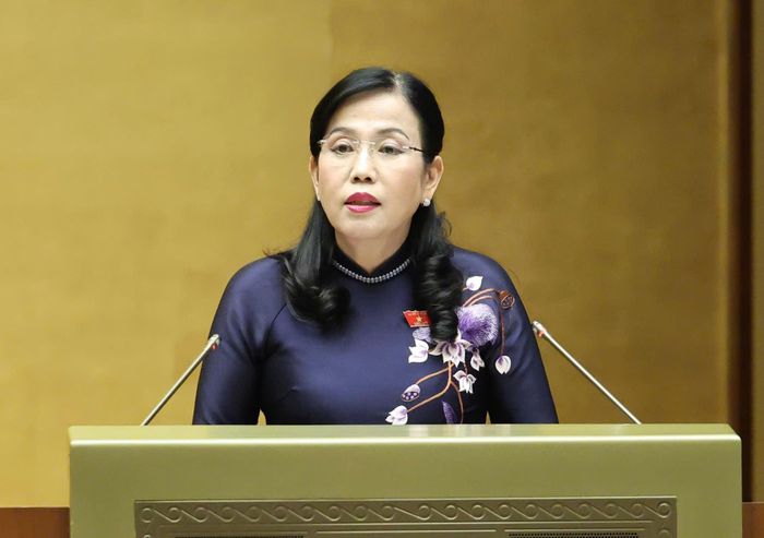 Chủ nhiệm Ủy ban Khoa học, Công nghệ và Môi trường của Quốc hội Nguyễn Thanh Hải trình bày báo cáo thẩm tra. Ảnh: QUANG PHÚC