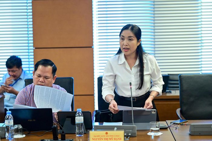  ĐB Nguyễn Thị Mỹ Hạnh (Cà Mau) phát biểu. Ảnh: ĐỖ TRUNG 