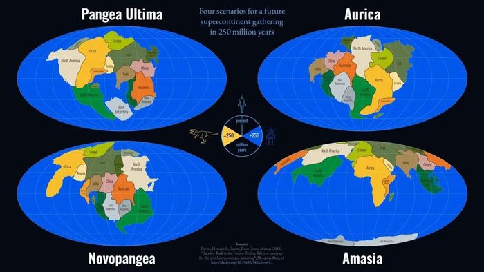 Mô phỏng Pangaea Ultima, một trong những kịch bản về hình dạng Trái Đất sau khoảng 250 triệu năm. Ảnh: gamekyo.com