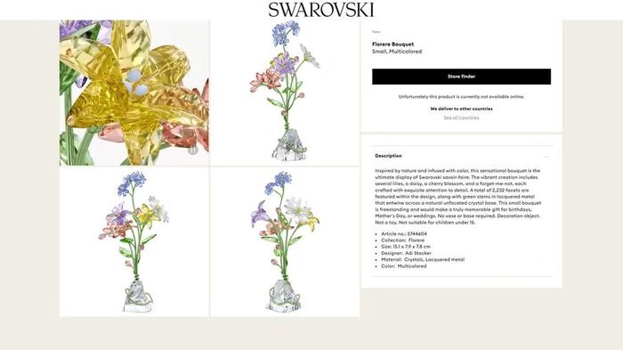  Những sản phẩm hoa pha lê mang thương hiệu Swarovski có giá lên tới hàng chục, thậm chí hàng trăm triệu đồng. Ảnh: SW 