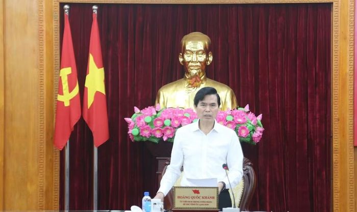 Bí thư Tỉnh ủy Lạng Sơn Hoàng Quốc Khánh phát biểu kết luận hội nghị. Ảnh: Báo Lạng Sơn.