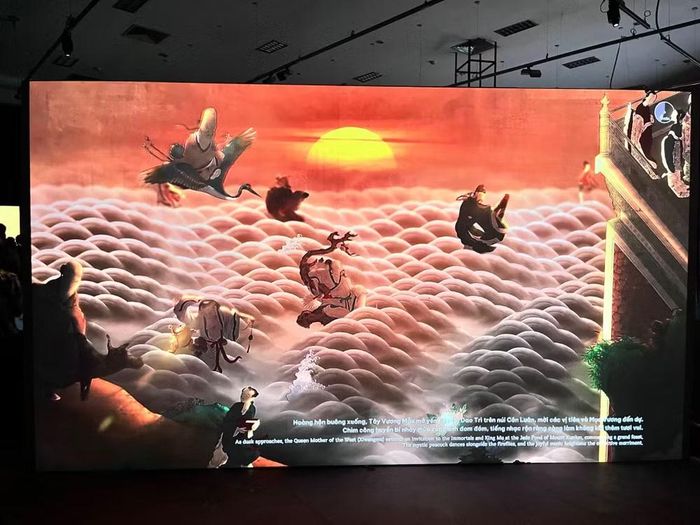 Những bức tranh dân gian Hàn Quốc được thể hiện dưới hình thức Media Art sinh động. Ảnh: Thuỳ Trang