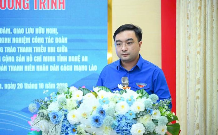 Anh Hồ Phúc Hải - Bí thư Tỉnh Đoàn Nghệ An phát biểu tại buổi lễ.