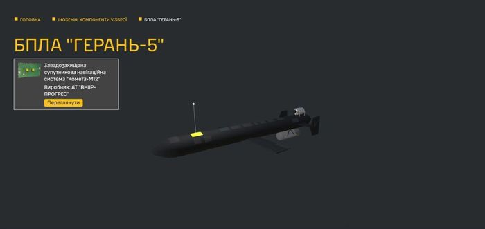 UAV Geran-5 động cơ phản lực mới của Nga có thể bay với vận tốc 600 km/h, mang theo đầu đạn 90kg. Ảnh: HUR - Tổng cục Tình báo Quốc phòng Ukraine/kyivpost.com