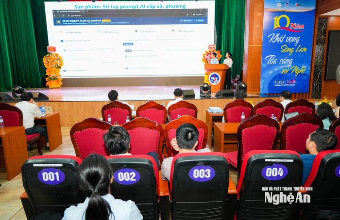 Các đội thi trình bày ý tưởng dự án. Ảnh: TL
