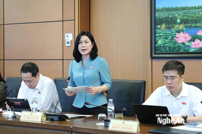 Đại biểu Vũ Thị Lan Anh - Ủy viên chuyên trách Ủy ban Công tác đại biểu của Quốc hội phát biểu thảo luận. Ảnh: Khánh Duy