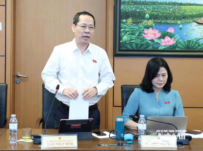 Đại biểu Quốc hội chuyên trách Trần Nhật Minh phát biểu thảo luận. Ảnh: Khánh Duy