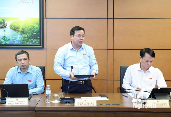 Đại biểu Ngô Nam Cường - Phó Tư lệnh Quân khu 4 phát biểu thảo luận. Ảnh: Khánh Duy