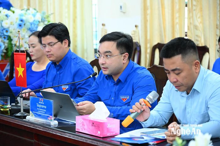 Đồng chí Hồ Phúc Hải - Bí thư Tỉnh đoàn Nghệ An nhấn mạnh, tuổi trẻ Nghệ An luôn coi trọng công tác đối ngoại thanh niên. Ảnh: Thành Cường