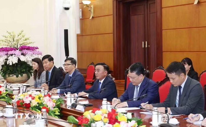 Thường trực Ban Bí thư Trần Cẩm Tú phát biểu tại buổi tiếp. (Ảnh: Phương Hoa/TTXVN)