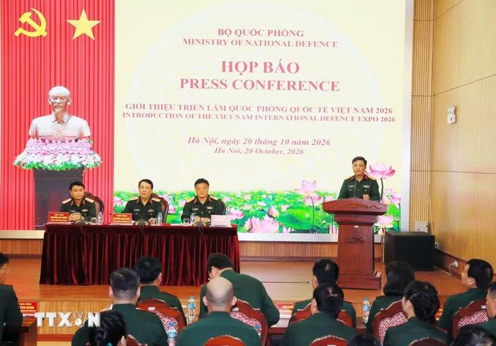 Họp báo giới thiệu Triển lãm Quốc phòng Quốc tế Việt Nam 2026. (Ảnh: Trọng Đức/TTXVN)