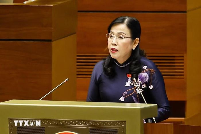 Chủ nhiệm Nguyễn Thanh Hải trình bày Báo cáo thẩm tra về dự án Luật sửa đổi, bổ sung một số điều của Luật Điện lực. (Ảnh: TTXVN)