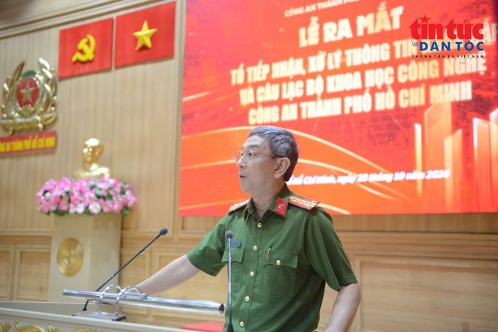 Đại tá Trần Hồng Minh, Phó Giám đốc Công an TP Hồ Chí Minh phát biểu tại buổi lễ ra mắt.
