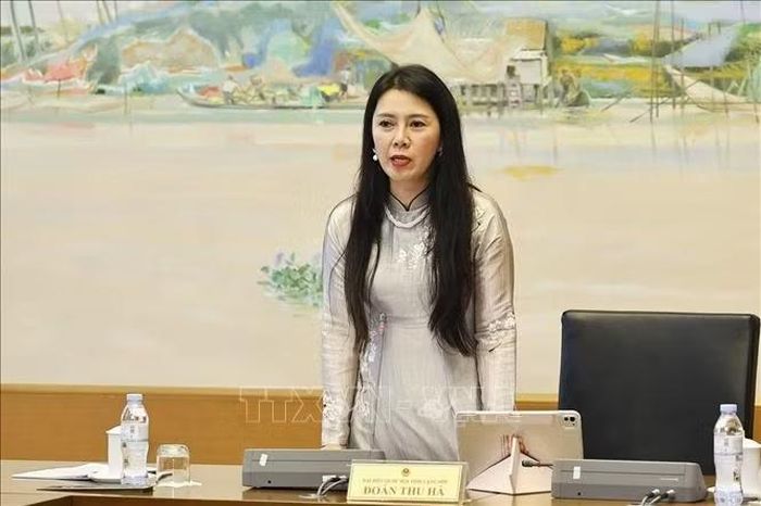 Đại biểu Quốc hội tỉnh Lạng Sơn Đoàn Thu Hà phát biểu. Ảnh: Doãn Tấn/TTXVN